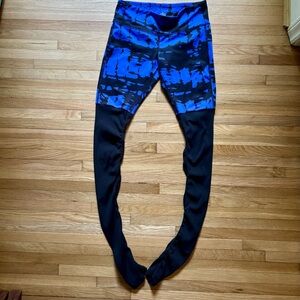 Alo Goddess Leggings Womens Small Ribbed Tie Dye Blue Black Yoga Pants Workout